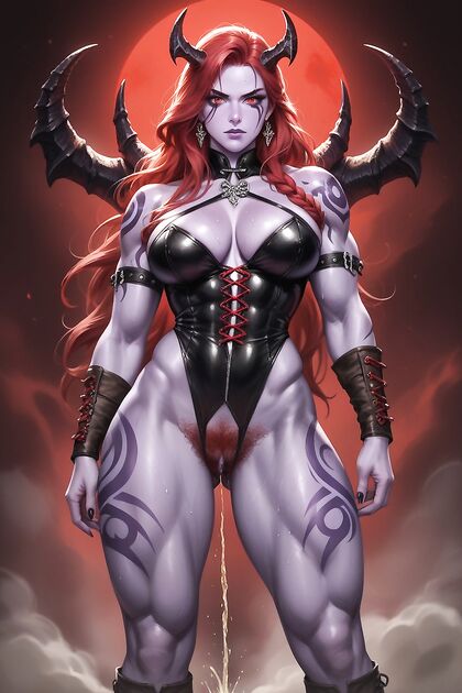 Muscular Mistress Stands Dominant in  Hentai Images