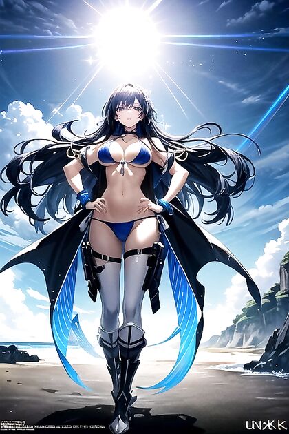 Soft Light Beach Image Features Busty Anime Girl 18+s in Seductive Poses