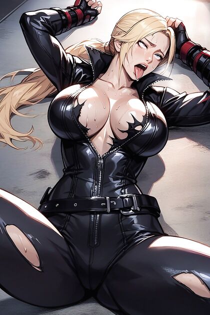 Ponytailed Beauty Ripped Clothing in Steamy Hentai Picture