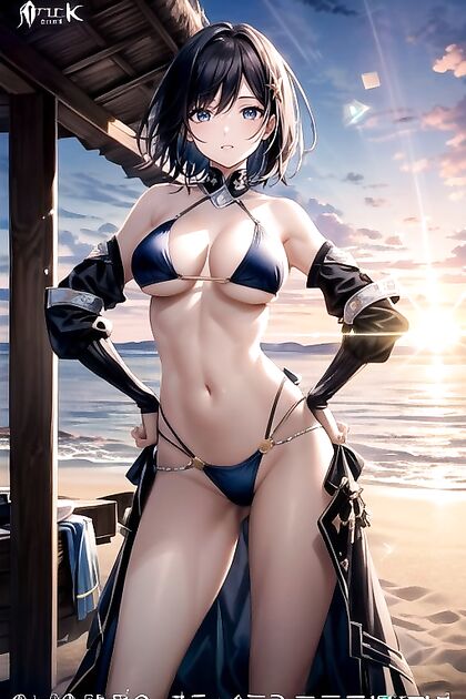 Soft Light Bust Shots in Seductive Slingshot Bikinis Hentai AI Porno
