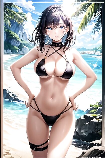 Soft Light Slingshot Bikini Picture in Ultra-Detailed Hentai Images