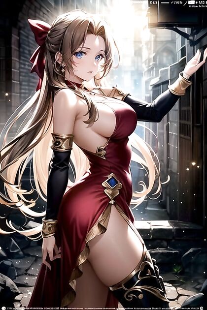 Aerith from Final Fantasy in Ultra-Detailed POV Hentai Picture