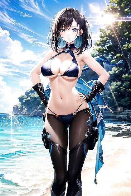 Beach Babe in Slingshot Bikini Shows Off for Hands-On Hentai Fun
