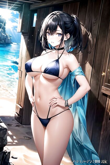 Ultra-Detailed Hentai AIPorn – Slingshot Bikini and Hands-On-Hips Picture