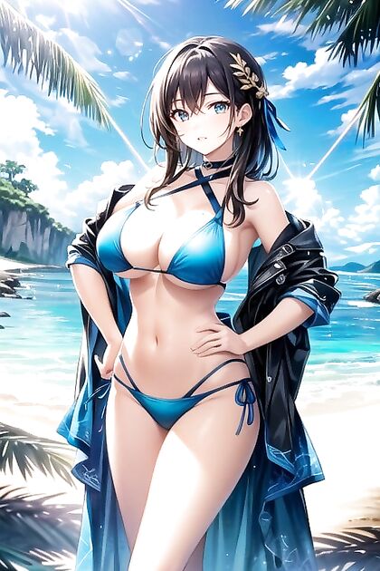 Hands-On Hips Busty Shots in Ultra-Detailed Hentai Picture