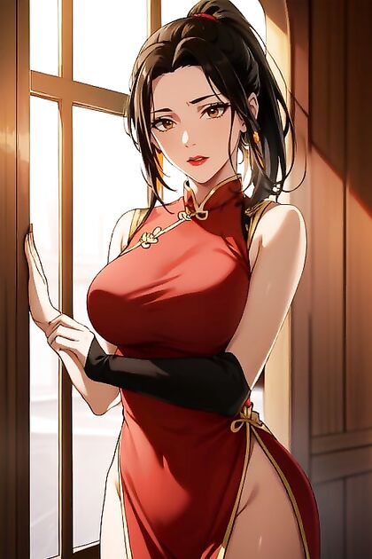 Grinning Model Wears Elegant Chinese Hanfu in Seductive Hentai Images