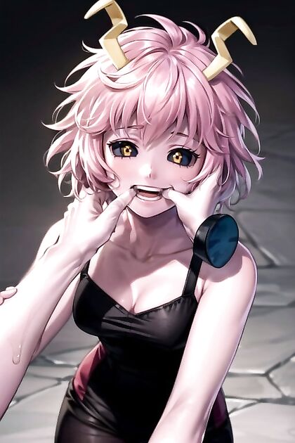 Ashido Mina from My Hero Academia Sucks Thumb in Seductive Hentai Pose