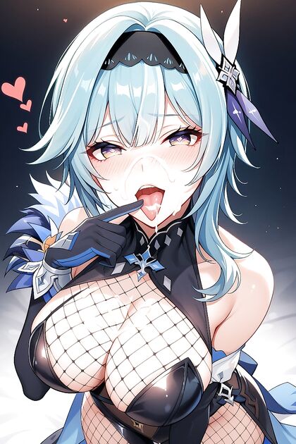 Heart-Eyed Blush With Hand Over Mouth in Sensual Hentai Picture