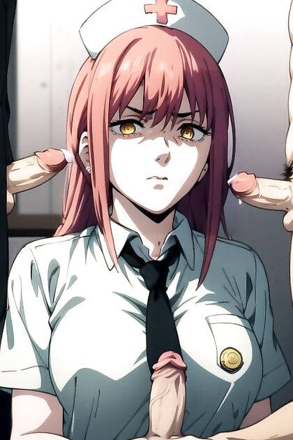 Makima from Chainsaw Man into a Disgusting GangBang Hentai Image