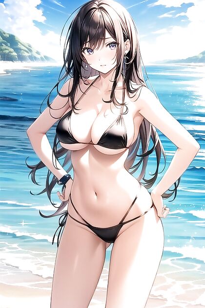Soft Light Seduction – Hands on Hips in a Slingshot Bikini Hentai Image