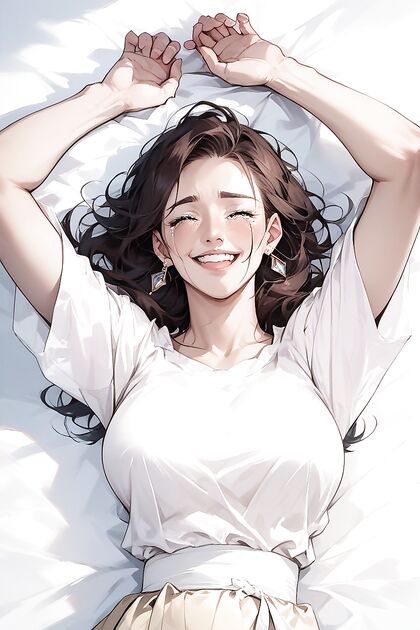 Waist-Shot hentai of Girl 18+ Lying Down and ly