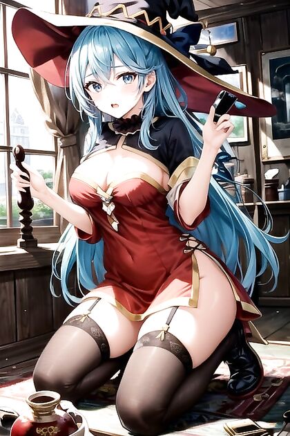 Megumin in Her Red Dress and Full Bodysuit for Scorching Hentai Picture