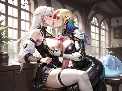Girl 18+ with Naval Outfit and Multicolored Hair Enjoys  hentai Pleasure