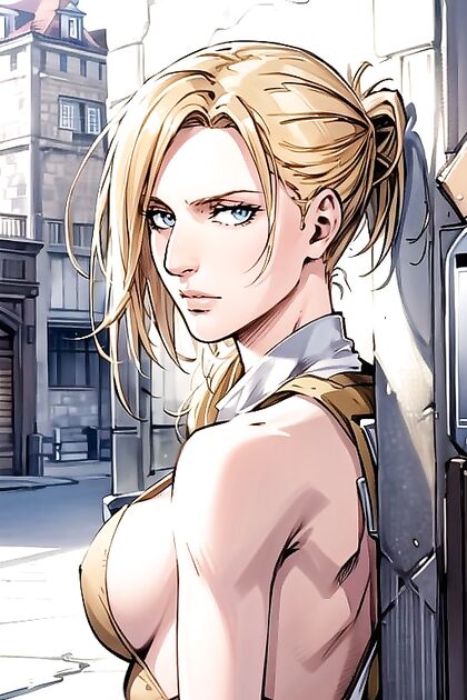 Annie Leonhardt Shows Off Her Side Boobs in Seductive Comic Hentai Picture