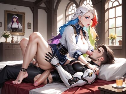 Enterprise from Azur Lane Shows Off Her Long Length in Bulging Hentai Picture