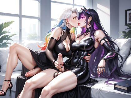 Futanari with Ball Piercings Dressed in Naughty Navy Outfits for Steamy Hentai Picture