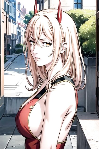 Power from Chainsaw Man Shows Off Side Boobs in steamyComic Hentai Image