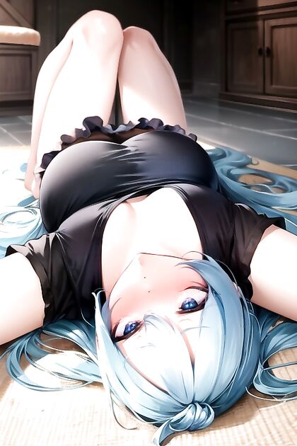 Aqua from Konosuba Blushing and Laid Out in Seductive Hentai Images