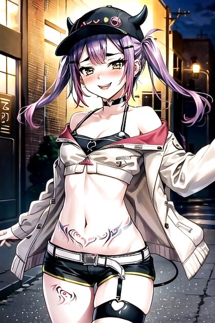 Tattooed Beauty Strips Down in Vibrant Manga-Inspired Hentai Picture
