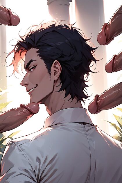 Rear View Gang Bang with a Smug Expression in Hentai AI Porn