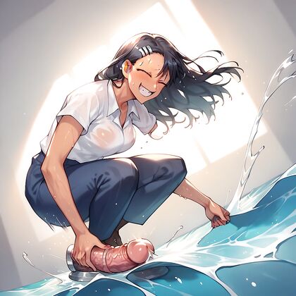 Nagatoro's Wet Splashes and  Views from Below in Hentai AI Picture