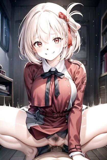Chisato Nishikigi Grins Seductively in Busty Lycoris Recoil Hentai Picture