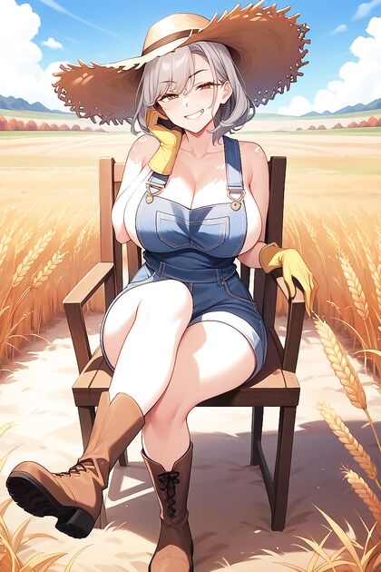 Large Breasts and Work Gloves – A Seductive Chair Sitting Hentai Fantasy