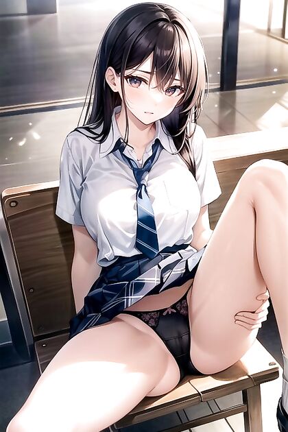Teen 18+ Spreads Her Legs Wide in Seductive Front View Hentai Image
