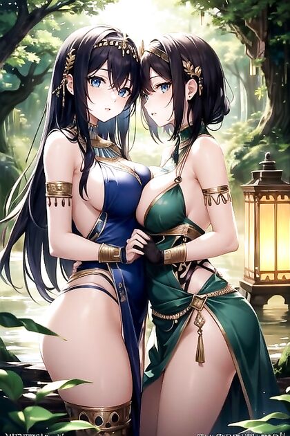 Cleopatra and Her Maidens Enjoy Intimate Moments in Dimly Lit Hentai Pleasure