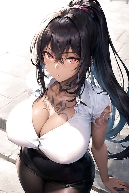 Red-Eyed Beauty in Soft Pastel Colors Enjoys  Hentai Pleasure