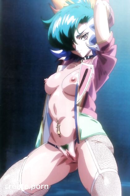 Miniskirt and No Panties with Fishnet Stockings Hentai Picture