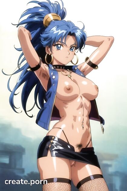 Sexy Studded Belt and Miniskirt Combo in Wild Leather Jacket Hentai Picture