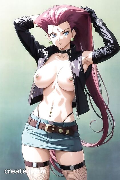 Studded Belt and Eyebrow Piercing Enhance Solo Hentai Pleasure