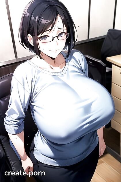 Crowded Room, BLACK-Haired Beauty with BANGS in steamy Hentai Picture