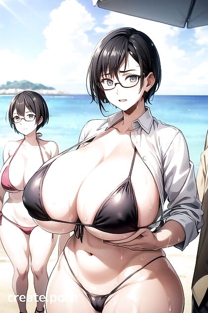 Teen 18+ with Giant Boobs and Pixie Cut in Steamy Hentai Picture