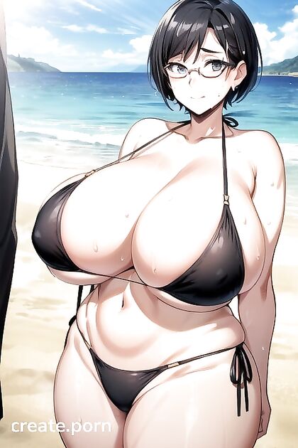 Sweaty Busty Babe in Bikini Outfits Goes Wild in Hentai Picture