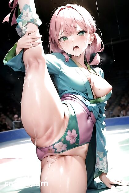 Small Breasts Out in Pleasure During  Hentai Cumshots