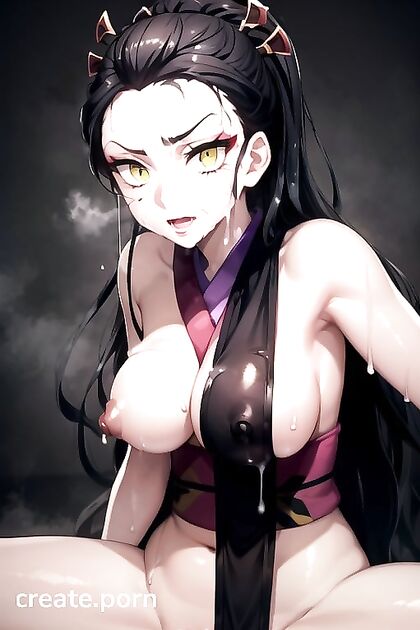Daki from Demon Slayer Enjoying  Orgasms with Large Breasts in Hentai AIPorn