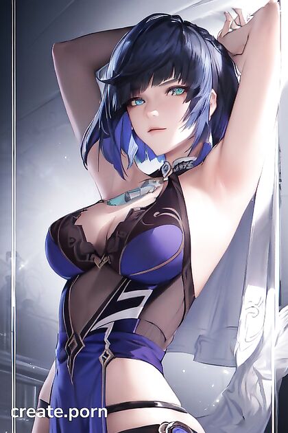 Waist-Level Detail – Arms Spread Wide in  Hentai Picture