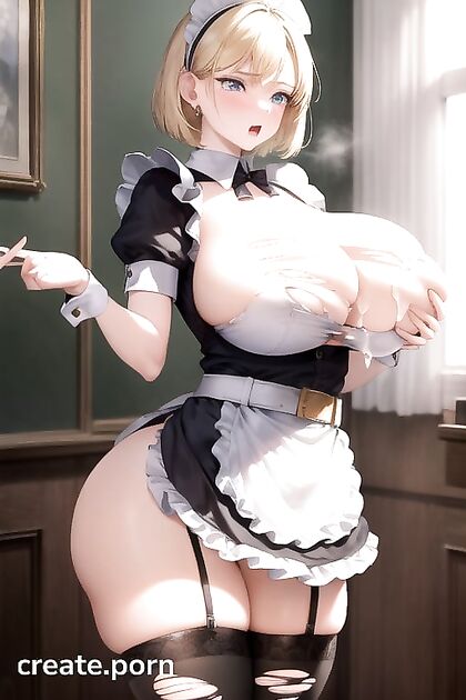 Android 18 from Dragon Ball Z Seduces as a Maid in Steamy Hentai Picture