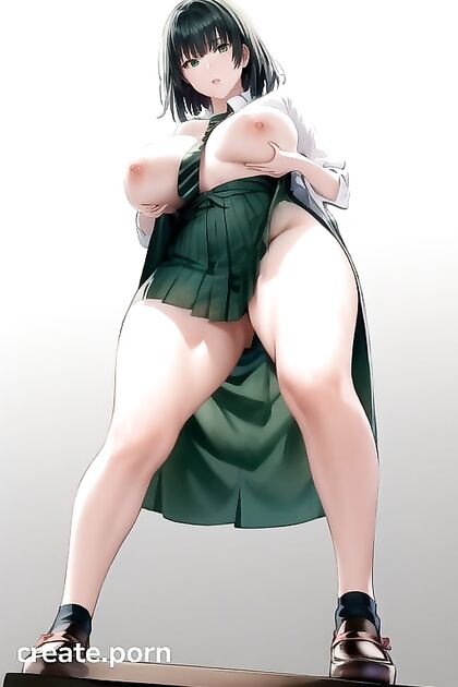 Grabs Her Boobs Standing Up for Steamy Bottom-Up Hentai Picture