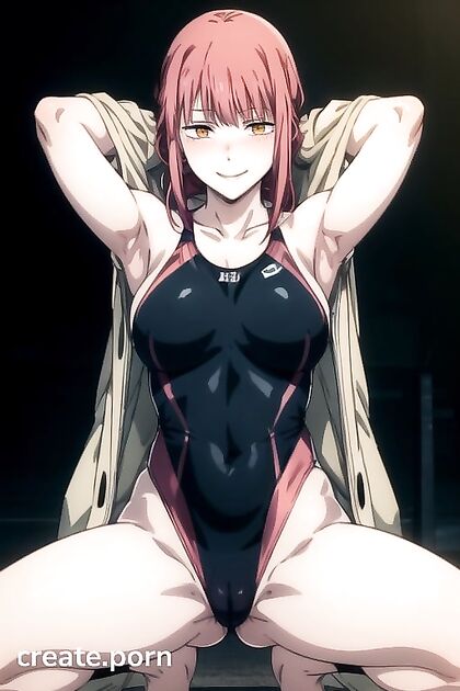 Big Butted Beauty Shows Off with Arms Raised in Busty Hentai Picture