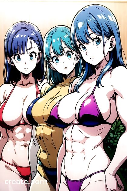 Muscular Harem Picture with Rounded Asses in Steamy Hentai Images