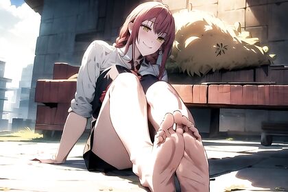 Makima from Chainsaw Man Presents Her Sexy Feet in Steamy Anime Hentai Images