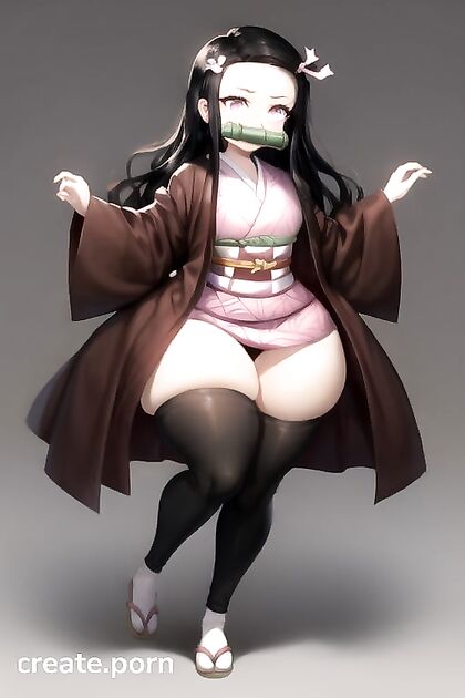 Nezuko from Demon Slayer Shows Off Her Massive Ass in Futanari Hentai Orgasms