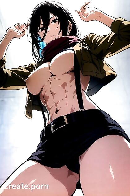 Muscular Abs on Full Display in Upside Down Hentai Picture