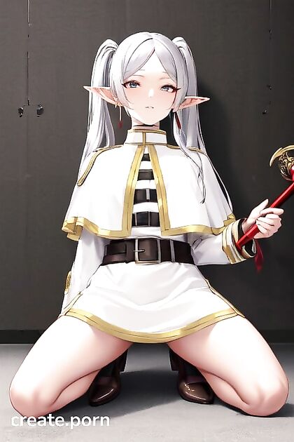 Frieren from Beyond Journey's End Kneels for  Hentai Pleasure