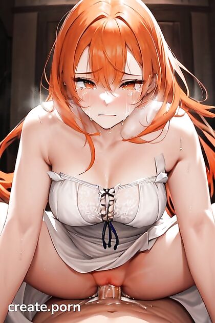 Ginger Beauty Rides Hard in a Silk Dress for Ecstatic Hentai Pleasure