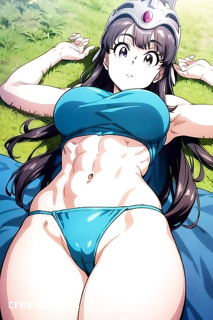 Detailed Bottom-Up View of Muscle-Packed Abs in Hot Hentai Picture