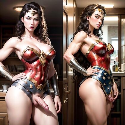 Wonder Woman's Large Breasts in Stunning Side Views for Ultimate Hentai Pleasure